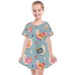 Cute Bird Pattern Kids  Smock Dress