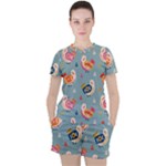 Cute Bird Pattern Women s T-Shirt and Shorts Set