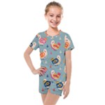 Cute Bird Pattern Kids  Mesh T-Shirt and Shorts Set