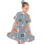 Cute Bird Pattern Kids  Short Sleeve Shirt Dress