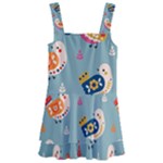 Cute Bird Pattern Kids  Layered Skirt Swimsuit