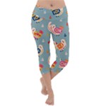 Cute Bird Pattern Lightweight Velour Capri Yoga Leggings