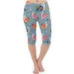 Cute Bird Pattern Lightweight Velour Cropped Yoga Leggings