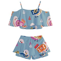 Kids  Off Shoulder Skirt Bikini 