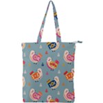 Cute Bird Pattern Double Zip Up Tote Bag