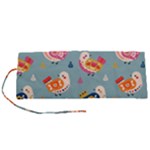 Cute Bird Pattern Roll Up Canvas Pencil Holder (S)