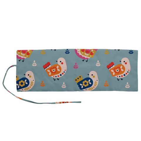 Cute Bird Pattern Roll Up Canvas Pencil Holder (M) from ArtsNow.com