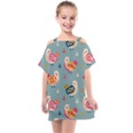 Cute Bird Pattern Kids  One Piece Chiffon Dress