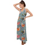 Cute Bird Pattern V-Neck Chiffon Maxi Dress