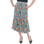 Cute Bird Pattern Midi Mermaid Skirt