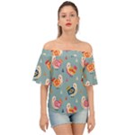 Cute Bird Pattern Off Shoulder Short Sleeve Top