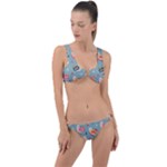 Cute Bird Pattern Ring Detail Crop Bikini Set