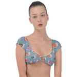 Cute Bird Pattern Cap Sleeve Ring Bikini Top