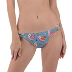 Cute Bird Pattern Ring Detail Bikini Bottoms