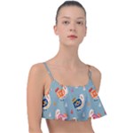 Cute Bird Pattern Frill Bikini Top