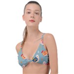 Cute Bird Pattern Knot Up Bikini Top