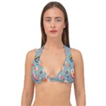 Cute Bird Pattern Double Strap Halter Bikini Top