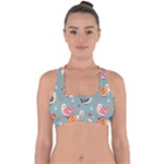 Cute Bird Pattern Cross Back Hipster Bikini Top 