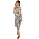 Cute Bird Pattern Waist Tie Cover Up Chiffon Dress