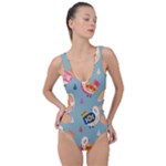 Cute Bird Pattern Side Cut Out Swimsuit