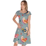 Cute Bird Pattern Classic Short Sleeve Dress