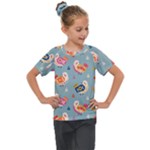 Cute Bird Pattern Kids  Mesh Piece T-Shirt