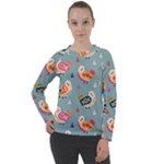 Cute Bird Pattern Women s Long Sleeve Raglan T-Shirt