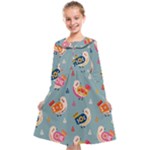 Cute Bird Pattern Kids  Midi Sailor Dress