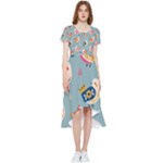 Cute Bird Pattern High Low Boho Dress