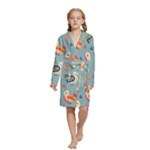 Cute Bird Pattern Kids  Long Sleeve Velvet Lounge Robe