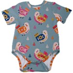 Cute Bird Pattern Baby Short Sleeve Bodysuit