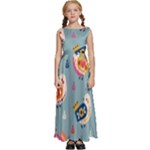 Cute Bird Pattern Kids  Satin Sleeveless Maxi Dress