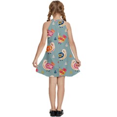 Kids  Halter Collar Waist Tie Chiffon Dress 