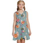 Cute Bird Pattern Kids  Sleeveless Tiered Mini Dress