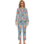 Cute Bird Pattern Womens  Long Sleeve Lightweight Pajamas Set