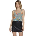 Cute Bird Pattern Flowy Camisole Tie Up Top