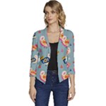 Cute Bird Pattern Women s Casual 3/4 Sleeve Spring Jacket