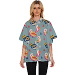 Cute Bird Pattern Women s Batwing Button Up Shirt