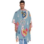 Cute Bird Pattern Men s Hooded Rain Ponchos