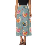 Cute Bird Pattern Classic Midi Chiffon Skirt