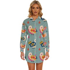 Womens Long Sleeve Shirt Dress 