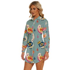 Womens Long Sleeve Shirt Dress 