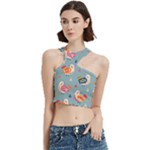 Cute Bird Pattern Cut Out Top