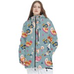 Cute Bird Pattern Women s Multi Pockets Zip Ski and Snowboard Waterproof Breathable Jacket