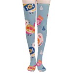 Cute Bird Pattern Thigh High Stockings