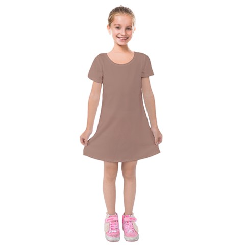 Mocha Mousse Hex Code #a47864 Kids  Short Sleeve Velvet Dress from ArtsNow.com