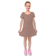 Mocha Mousse Hex Code #a47864 Kids  Short Sleeve Velvet Dress from ArtsNow.com