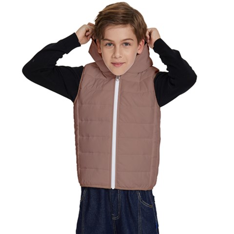 Mocha Mousse Hex Code #a47864 Kids  Stylish Hooded Puffer Vest from ArtsNow.com