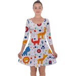 Pet Animal 03 Quarter Sleeve Skater Dress