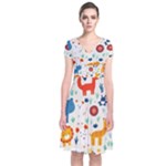 Pet Animal 03 Short Sleeve Front Wrap Dress